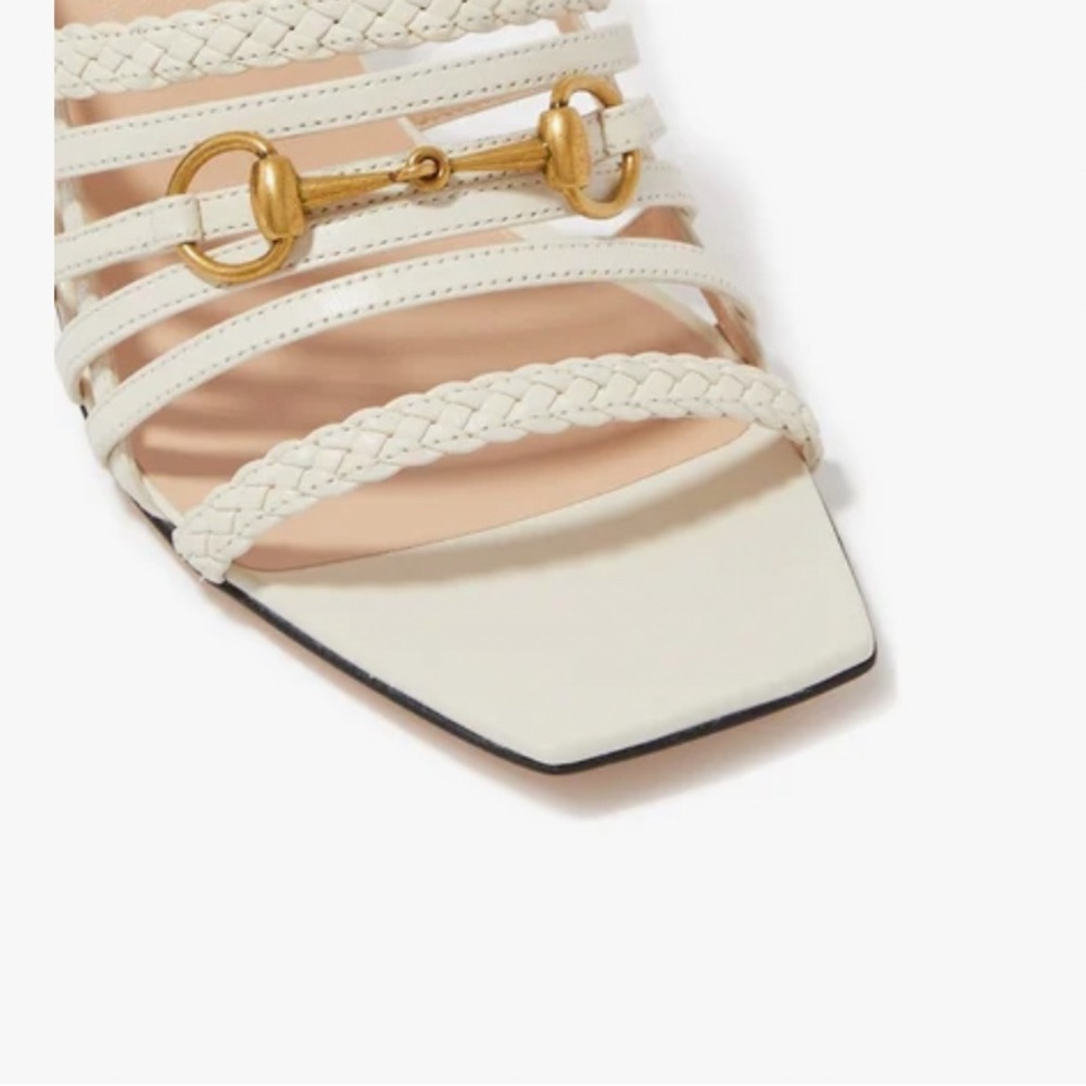 Brand New Gucci Ketty Slingback Leather White Sandals Strappy Block High… - Picture 4 of 10